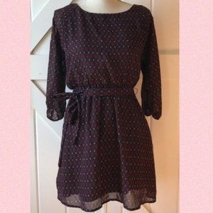 Three Pink Hearts Fit & Flare 3/4 Length Sleeve Dress